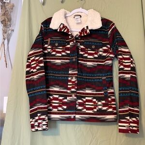 Women's Patterned Jacket with Sherpa Collar